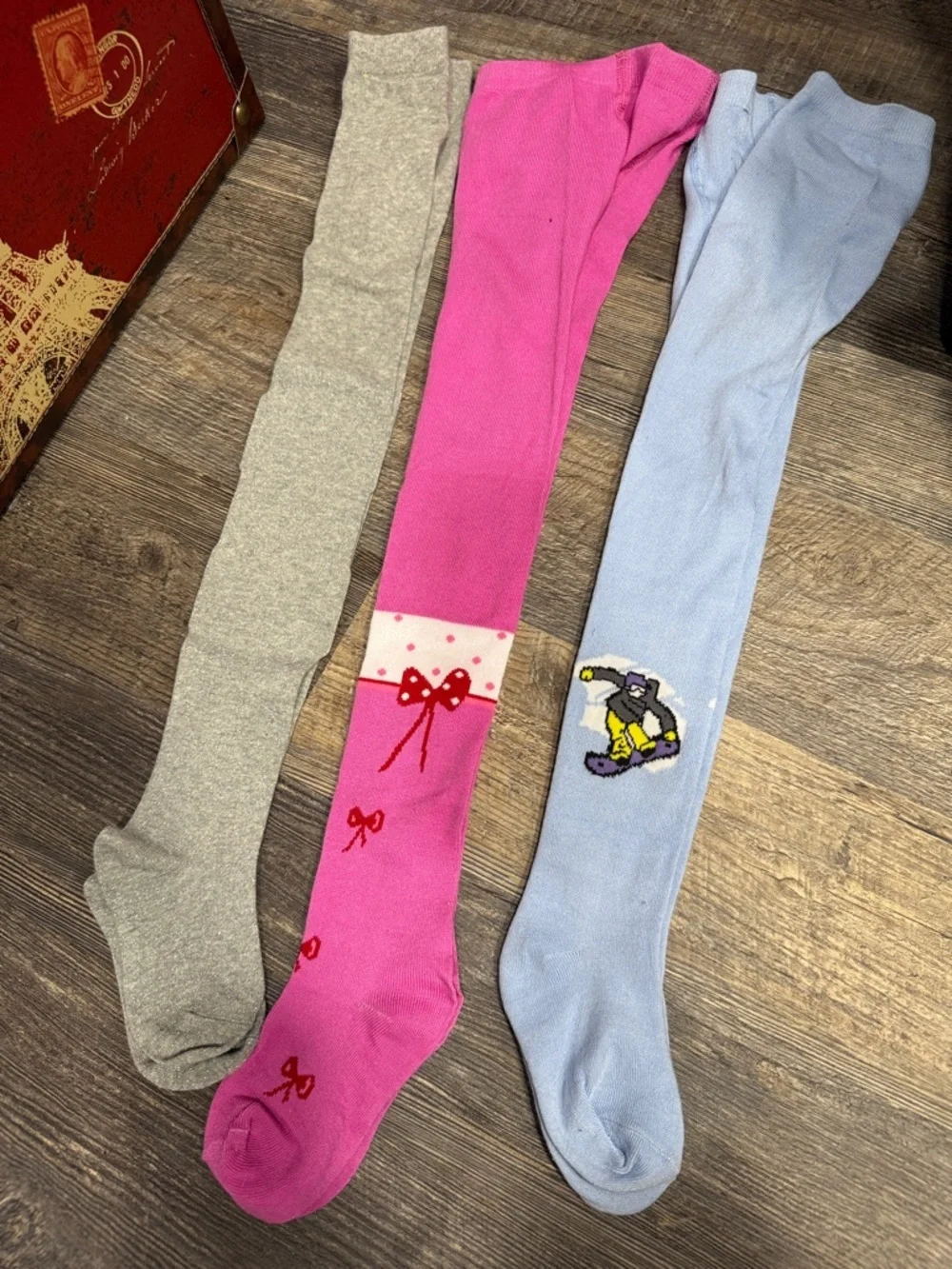 3 Kids Tights Pack - Pink, Light Blue & Gray